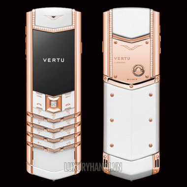 Vertu Signature Pure White Red Gold Diamonds Mới 95%