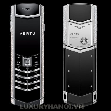 Vertu Signature S White Gold Full Pave Baguette Diamonds Bag Key 