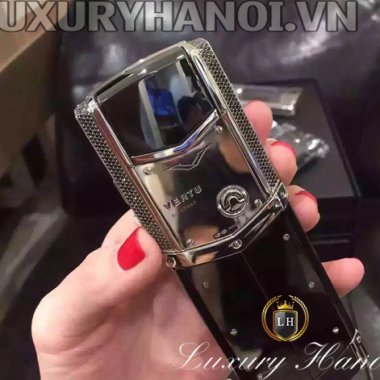 Vertu Signature S White Gold Full Pave Baguette Black Diamonds 98%