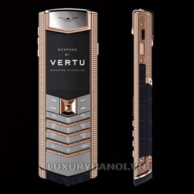 Vertu Signature S Clous de Paris Red Gold Navy Alligator