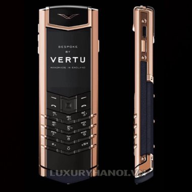 Vertu Signature S Rose Gold Black Sapphire Keys Navy Calf 