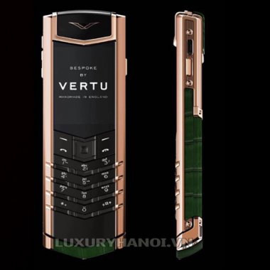 Vertu Signature S Rose Gold Black Sapphire Keys Hunter Green Alligator 