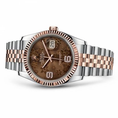Đồng hồ Rolex Oyster Perpetual Datejust 116231 Chocolate floral motif set with diamonds 36mm