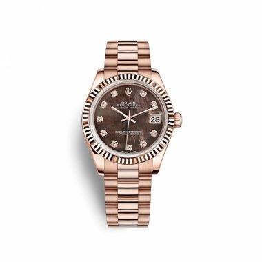 Đồng hồ Rolex Mid Size President Rose Gold Fluted Bezel Black MOP Diamond Dial 178275 31mm