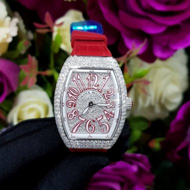 Franck Muller Vanguard Steel Diamonds V32 QZ Lên Kim Cương