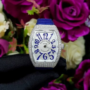 Franck Muller Vanguard Steel Diamonds V32 QZ Lên Kim Cương