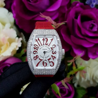 Franck Muller Vanguard Steel Diamonds V32 QZ Lên Kim Cương