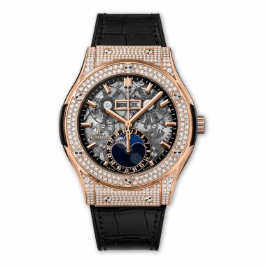 Đồng hồ Hublot Classic Fusion Aerofusion Moonphase King Gold Pavé 517.OX.0180.LR.1704