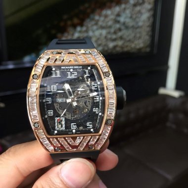 RICHARD MILLE RM010 SKELETONISED ROSE GOLD FULL CUSTOM BAGUETTE DIAMOND PAVE 95%