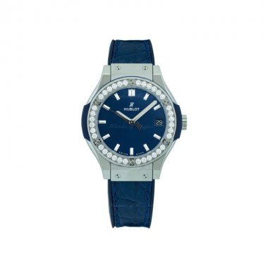 Đồng hồ Hublot Classic Fusion Blue Titanium Diamonds 33mm 581.NX.7170.LR.1104