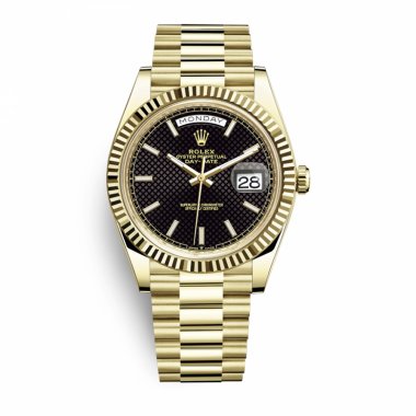 Đồng hồ Rolex Day Date 40mm Yellow Gold Black Diagonal Motif 228238 Mens Watch