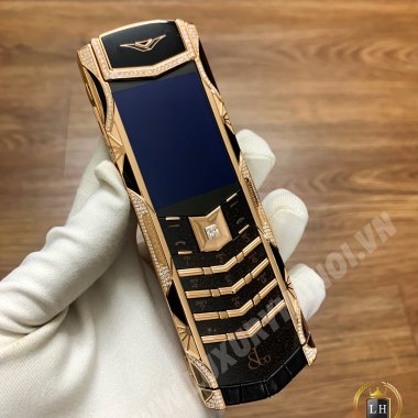 Vertu Signature S Jacob & Co Rose Gold Diamonds Black Alligator 