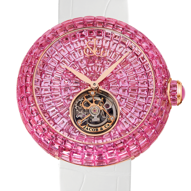 Đồng Hồ Jacob & Co Brilliant Flying Tourbillon Pink Sapphires High Jewelry Masterpieces BT543.40.IP.IP.B