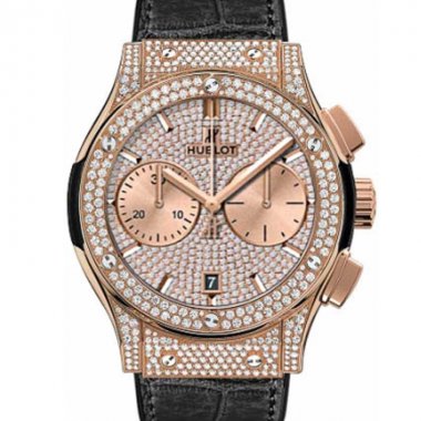 Đồng Hồ Hublot Classic Fusion Chronograph 42mm Automatic  Rose Gold Pave Diamond Dial 541.ox.9010.lr.1704