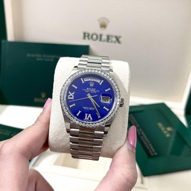 Đồng Hồ Rolex Day-Date 36mm 128349RBR Mặt Số Xanh Dát  Kim Cương