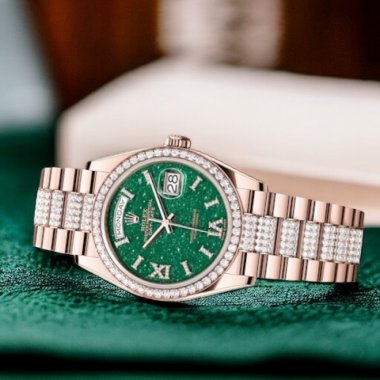 Đồng Hồ Rolex Day-Date 36mm 128345RBR Mặt Số Đá Aventurine Dây Đeo President Nạm Kim Cương