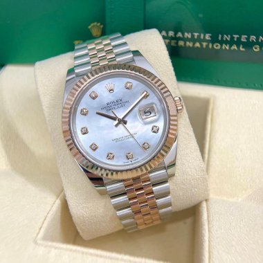 Đồng hồ Rolex Datejust 41mm, Steel and EverRose Gold, White Mother of Pearl set with Diamonds 126331