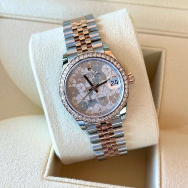 Đồng Hồ Đồng hồ Rolex Datejust 31mm Mặt Số Màu Bạc Họa Tiết Hoa Nạm Kim Cương 278381RBR