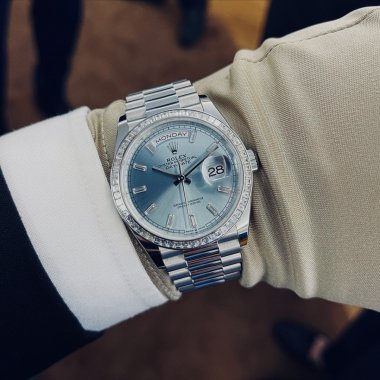 Đồng Hồ Rolex Day-Date 36mm Platinum Ice Blue Diamond Dial 128396TBR