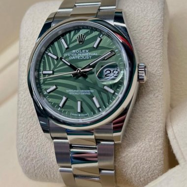 Đồng Hồ Rolex Datejust 36mm 126200 Mặt Số Họa Tiết Cây Cọ Xanh Olive