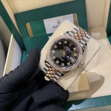 Đồng hồ Rolex Datejust 36mm Black Set With Diamonds Dial Diamond Bezel Rose Gold 126281RBR