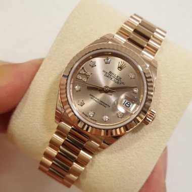 Đồng hồ Rolex Lady-Datejust 279175 Mặt Phấn Hồng Cọc Số Sao La Mã Dây Đeo President