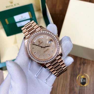 Rolex Day-Date 40mm Rose Gold Diamond Pave Dial & Diamond Bezel President Bracelet 228345RBR