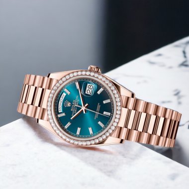 Đồng Hồ Rolex Day-Date 36mm 128345RBR Mặt Số Xanh Lục Lam Dát Kim Cương