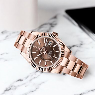 Đồng hồ Rolex Sky-Dweller bằng vàng Everose 18 ct với mặt đồng hồ màu chocolate và dây đeo Oyster 336935