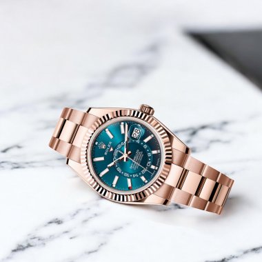 Đồng hồ Rolex Sky-Dweller bằng vàng Everose 18 ct với mặt đồng hồ xanh lục lam và dây đeo Oyster 336935