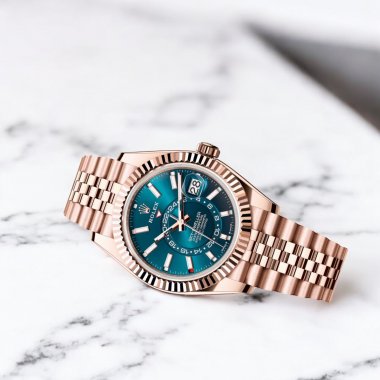 Đồng hồ Rolex  Sky-Dweller bằng vàng Everose 18 ct với mặt đồng hồ xanh lục lam và dây đeo Jubilee 336935