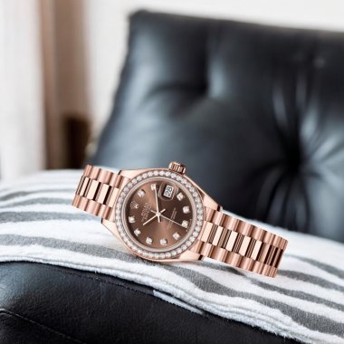 Đồng Hồ Rolex Lady-Datejust 28mm 279135RBR Mặt Số Chocolate Cọc Số Kim Cương