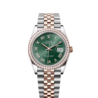 Đồng hồ Rolex Datejust 36mm thép Oystersteel, vàng Eversose và kim cương Số tham chiếu 126281RBR