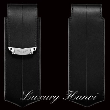 BLACK LEATHER VERTICAL CASE WITH STAINLESS STEEL