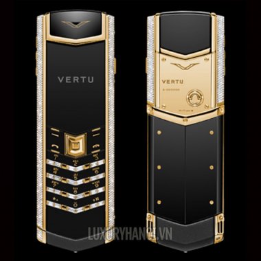 Vertu Signature S Yellow Gold Full Pave Baguette Diamonds Bag Key 98%