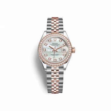 Đồng hồ Rolex Lady Datejust 28 Rose Gold Steel White Mother of Pearl Diamond Bezel 279381RBR