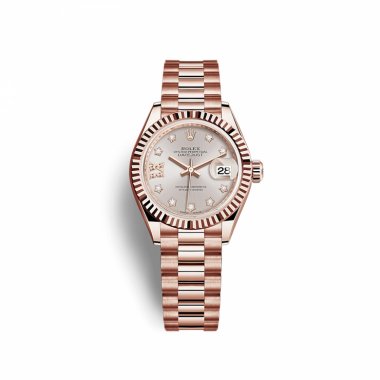 Đồng hồ Rolex Lady-Datejust 279175 Mặt Phấn Hồng Cọc Số Sao La Mã Dây Đeo President