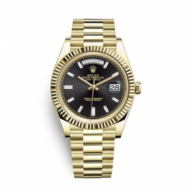 Đồng hồ Rolex Oyster Perpetual 40mm 228238 Yellow Gold Mặt Đen Cọc Số Kim Cương
