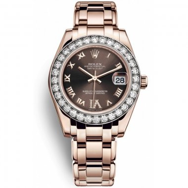 Đồng hồ Rolex Pearlmaster 34mm 81285 Rose Gold Watch Chocolate Dial Hàng Quà Biếu Chưa Dùng