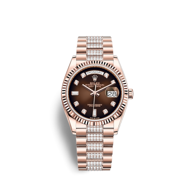 Đồng hồ Rolex Day-Date Rose Gold Rose Diamond Dial 36mm 128235 Mặt Số Ombré Nâu Nạm Kim Cương